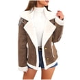 thumbnail image 1 of Zpanxa Women's Winter Coat Plush Fleece Jacket with Stand Collar Full Zip Front and Side Pockets Warm Soft Outerwear for Women Coffee S, 1 of 6