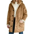 thumbnail image 1 of Zpanxa Women's Winter Coat Puffer Jacket Thermal Insulated Hooded Long Sleeve with Zipper Pockets Solid Color Warm Outerwear for Women Khaki S, 1 of 7