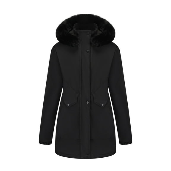 Zpanxa Women's Winter Hooded Puffer Jacket Long Sleeve Waterproof Windproof Parka Coat with Front Pockets for Snow