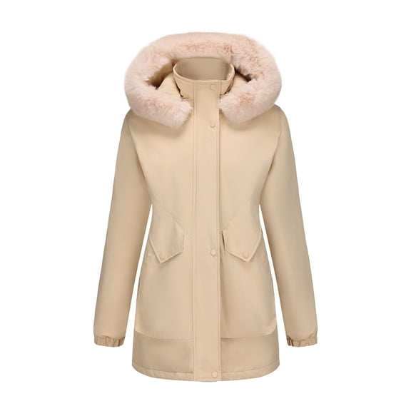 Zpanxa Women's Winter Hooded Puffer Jacket Long Sleeve Waterproof Windproof Parka Coat with Front Pockets for Snow