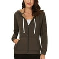 thumbnail image 1 of Zpanxa Women's Winter Jacket Fleece Lined Hooded Long Sleeve Zip Front Warm Coat with Pockets for Cold Weather Outdoor Activities Khaki M, 1 of 7