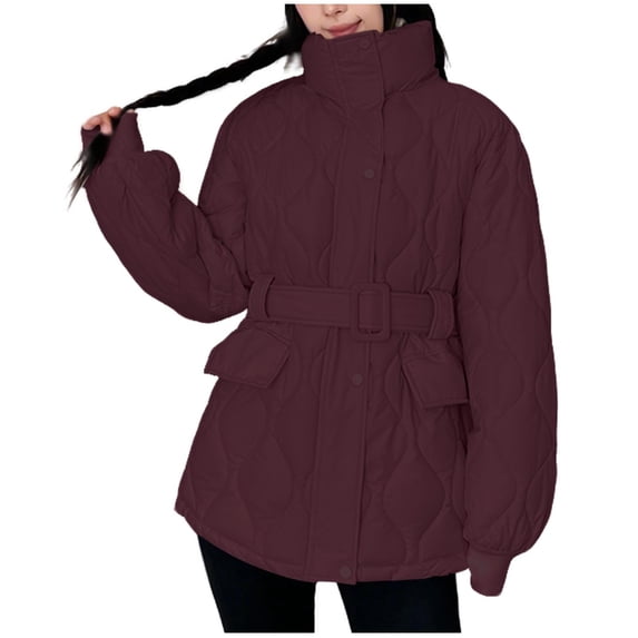Zpanxa Women's Winter Jacket Hooded Fleece Lined Long Sleeve Thickened Plush Coat with Front Pockets Warm Casual Outerwear for Women Red XXL