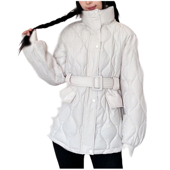 Zpanxa Women's Winter Jacket Hooded Fleece Lined Long Sleeve Thickened Plush Coat with Front Pockets Warm Casual Outerwear for Women White XXL