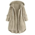 thumbnail image 1 of Zpanxa Women's Winter Jacket Hooded Sherpa Lined Long Sleeve Coat with Button Front and Pockets Warm Casual Outdoor Wear for Women Khaki XL, 1 of 8