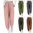 thumbnail image 1 of Zpanxa Women's Winter Waffle Knit Sweatpants Solid Color Loose Fit Elastic Waistband Pocket Cozy Fleece Lounge Pants Cold Weather, 1 of 5