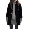 thumbnail image 1 of Zpanxa Women's Wool Blend Blazer Double-Breasted Peak Lapel Structured Tweed Jacket for Office Elegant Business Casual Attire Black L, 1 of 6