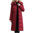 thumbnail image 1 of Zpanxa Women's Wool Blend Jacket Medium Length Hooded Long Sleeve Zipper Pocket Warm Winter Coat, 1 of 6