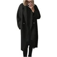 thumbnail image 1 of Zpanxa Women's Wool Blend Trench Coat Long Lapel Collar Double Breasted Windproof Style with Pockets Elegant Winter Outerwear for Women Black L, 1 of 6