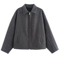 thumbnail image 1 of Zpanxa Women's Wool Coat Lapel Collar Long Sleeve with Zippered Pockets Solid Color Casual Daily Outerwear for Women Gray L, 1 of 3