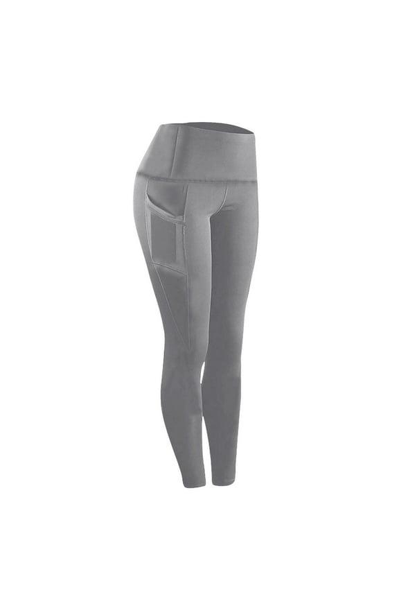 Women's Workout Leggings with Pockets High Waist Tummy Control Fitness Yoga Running Athletic Pants for Sports Training Gray XL