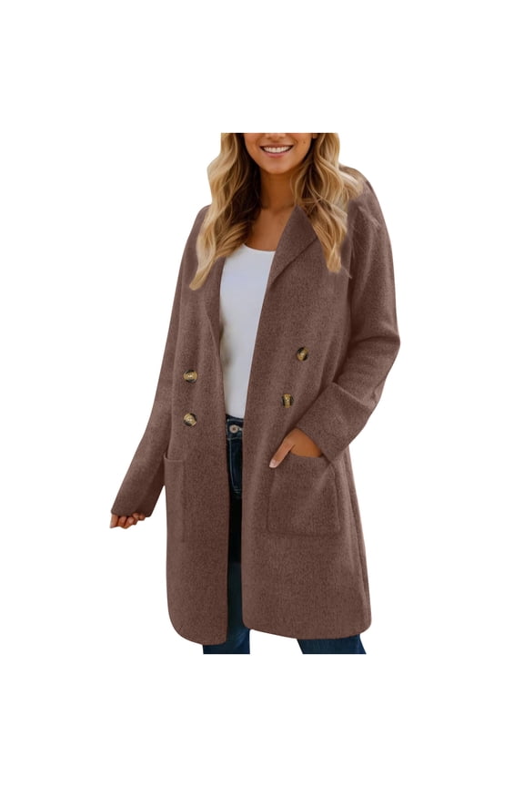 Women's Oversized Shacket Jacket Fleece Lined Zip Front Utility Pockets Workwear Cardigan