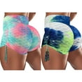 thumbnail image 1 of Zpanxa Womens 2 Piece Butt Lifting Yoga Shorts Workout High Waist Tummy Control Booty Pants Solid Tight Elasticity Sports Bubble Yoga Pants Athletic Workout Shorts Biker Shorts Pink,Green XXL, 1 of 8