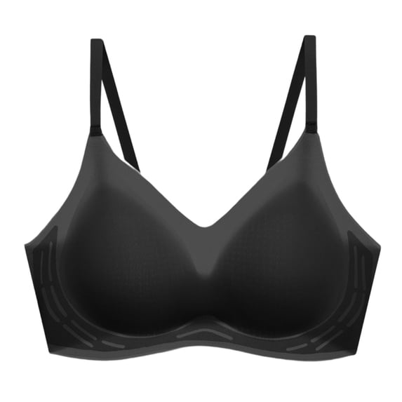 Zpanxa Womens Bras Wireless Seamless Push-up Padded Full Coverage with Adjustable Straps Breathable Everyday T-Shirt Bra Black 38BC