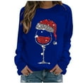 thumbnail image 1 of Zpanxa Womens Christmas Sweatshirt Red Wine Glass Santa Hat Graphic Sweater, 1 of 4