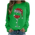 thumbnail image 1 of Zpanxa Womens Christmas Sweatshirt Red Wine Glass Santa Hat Graphic Sweater, 1 of 4