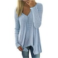 thumbnail image 1 of Zpanxa Womens Fall Winter Sweaters V Neck Knitted Sweater Plus Size Loose Long Sleeve Shirt Tunic Tops Lightweight Cute Warm Pullover Clothes Blue M, 1 of 6