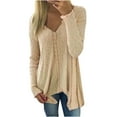 thumbnail image 1 of Zpanxa Womens Fall Winter Sweaters V Neck Knitted Sweater Plus Size Loose Long Sleeve Shirt Tunic Tops Lightweight Cute Warm Pullover Clothes Khaki XXL, 1 of 6
