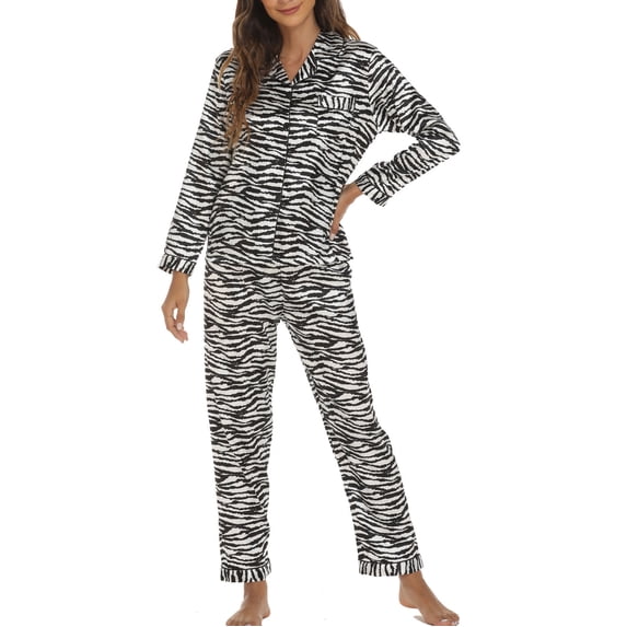 Zpanxa Womens Loungewear Set Home Clothes Long Sleeve Fashion Solid Color Silk Shirt Trousers Thin Pajama Suit Black S