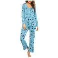 thumbnail image 1 of Zpanxa Womens Pajama Sets 2 Piece Casual Lounge Sets Solid Color Long Sleeve Top Pants Pajama Set Print Pj Sets Sleepwear Sky Blue E S, 1 of 5