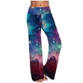 thumbnail image 1 of Zpanxa Womens Print High Waisted Flare Pants Comfy Casual Pajama Drawstring Lounge Wide Leg Pants Relaxed Fit Straight Leg Pant Blue L, 1 of 4