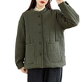 thumbnail image 1 of Zpanxa Womens Puffer Jacket Collarless Button Down Quilted Warm Winter Coat with Pockets Green M, 1 of 6