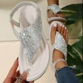 thumbnail image 1 of Zpanxa Womens Sandals Casual Rhinestone Flip Flop Flat Ladies Sandals, Wedge Sandals for Women Beige 42, 1 of 8