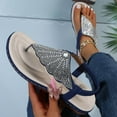 thumbnail image 1 of Zpanxa Womens Sandals Casual Rhinestone Flip Flop Flat Ladies Sandals Wedge Sandals for Women Dark Blue 37, 1 of 8