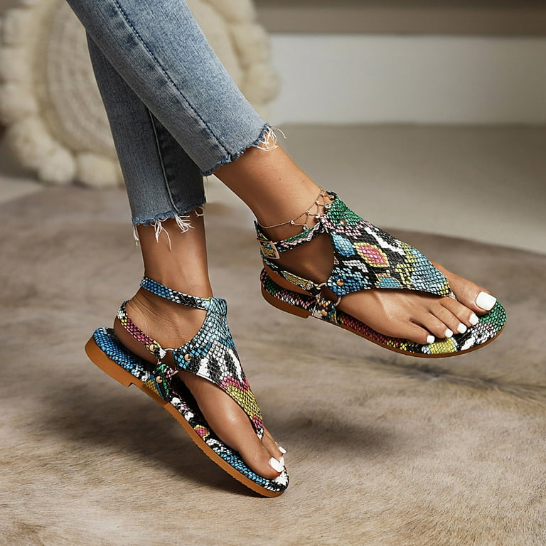 Multicolor sandals flat store