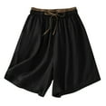 thumbnail image 1 of Zpanxa Womens Shorts Clearance Shorts for Women Casual Summer Bermuda Shorts Lightweight Solid Color Cotton Linen Shorts Leisure Pocket Elastic Waist Shorts Black XL, 1 of 6