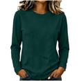 thumbnail image 1 of Zpanxa Womens Soft Cotton Crewneck Long Sleeve T Shirt Solid Color Casual Basic Pullover Tee Lightweight for Daily Outfits, 1 of 6