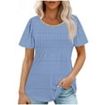 thumbnail image 1 of Zpanxa Womens Summer Tops, Casual Short Sleeve Loose Round Neck Print Top Blue M, 1 of 2