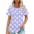 thumbnail image 1 of Zpanxa Womens Summer Tops, Casual Short Sleeve Loose Round Neck Print Top Purple XXL, 1 of 5