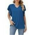 thumbnail image 1 of Zpanxa Womens Summer Tops Ladies' Casual Color Blocked Round Neck Short Sleeve T-Shirt Top, 1 of 8