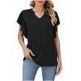 thumbnail image 1 of Zpanxa Womens Summer Tops Ladies' Casual Color Blocked Round Neck Short Sleeve T-Shirt Top, 1 of 8