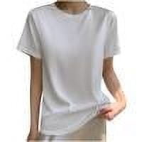 Zpanxa Womens Summer Tops Plus Size Short Sleeve Solid Color V-Neck T-Shirt Top