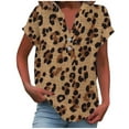 thumbnail image 1 of Zpanxa Womens Summer Tops, Women Casual Print Short Sleeve Button Home V-Neck T-shirt Blouses Blue XXXXL, 1 of 5
