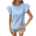 thumbnail image 1 of Zpanxa Womens Summer Tops, Women's Striped T-shirt Loose And Versatile Top Blue XL, 1 of 6