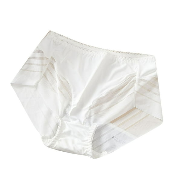 Ashirexll Womens Underwear, Panties for Women Plus Size High Waist Lace Ultra-Thin Breathable Mesh Butt Lifting and Control Panties Ladies Full Coverage Stretchy Underwear White A 4XL
