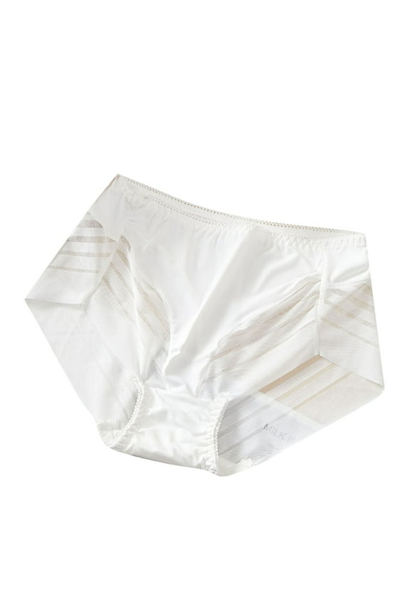 Ashirexll Womens Underwear, Panties for Women Plus Size High Waist Lace Ultra-Thin Breathable Mesh Butt Lifting and Control Panties Ladies Full Coverage Stretchy Underwear White A 4XL