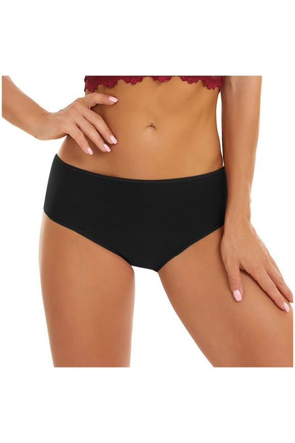 Womens Underwear, Period Underwear for Women, Plus Size Cotton Solid Color Postpartum Recovery Physiological Underwear Stretch Soft Menstrual Panties Black M