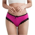 thumbnail image 1 of Zpanxa Womens Underwear, Period Underwear for Women, Panties for Women, Lace Bow Thin Ice Silk Oversized Underwear Hot Pink L, 1 of 4