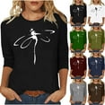 thumbnail image 1 of Zpanxa Womens Vintage Floral Printed Top 3/4 Sleeve Loose Fit Blouse Round Neck Boho Chic Summer Casual Tunic, 1 of 5