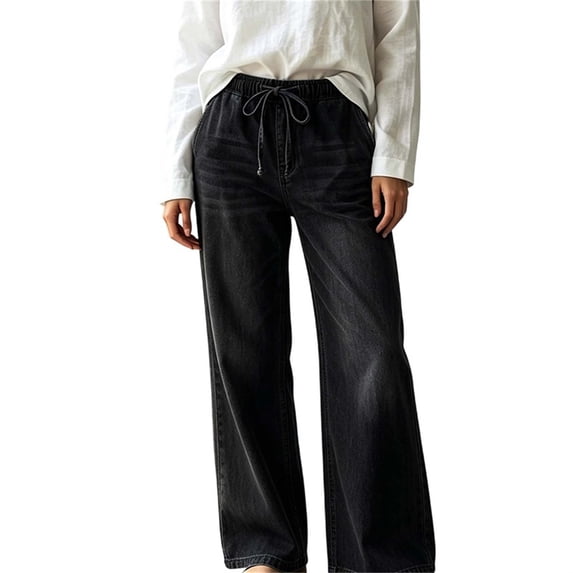 Zpanxa Womens Work Pants Elastic Waist with Pockets Relaxed Solid Uniform Pants Green L