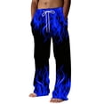 thumbnail image 1 of Zpanxa Work Pants for Men Flame Printed Drawstring Elastic Waist Loose Fit Athletic Pants with Side Pockets, 1 of 5