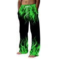 thumbnail image 1 of Zpanxa Work Pants for Men Flame Printed Drawstring Elastic Waist Loose Fit Athletic Pants with Side Pockets, 1 of 5
