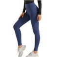 thumbnail image 1 of Zpanxa Workout Leggings for Women High Waist Yoga Pants Long Solid Color Butt Lift Fitness Pants No See-Through Elastic Athletic Running Pants Blue XL, 1 of 6