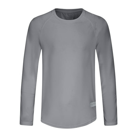 Zpanxa Workout Shirts for Men Athletic Running Gym Quick Dry Long Sleeve T-Shirts Solid Color Lightweight Breathable Moisture Wicking Tees Gray M