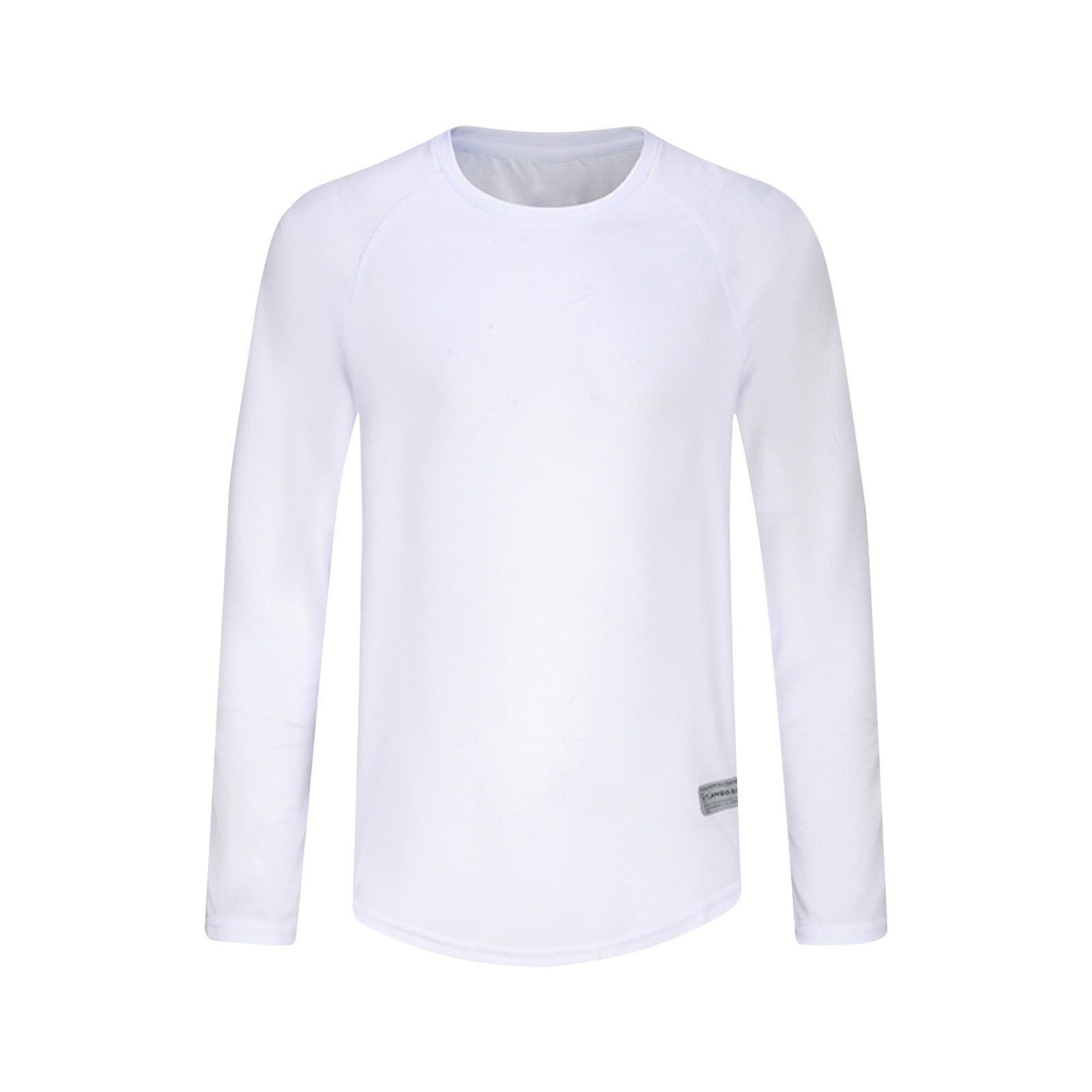 Workout Shirts for Men Athletic Running Gym Quick Dry Long Sleeve T-Shirts Solid Color Lightweight Breathable Moisture Wicking Tees White L