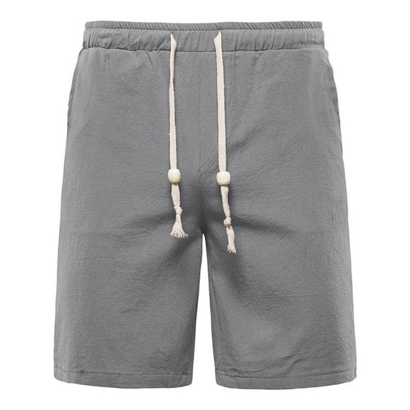 Zpanxa Workout Shorts Men, Mens Running Shorts, Cotton And Summer Elastic Drawstring Lace-up Solid Color Sports Pocket Shorts Gray XL