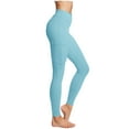 thumbnail image 1 of Zpanxa Yoga Pants Women High Waisted Workout Leggings Casual Solid Color Elastic Waist Pants Trousers Stretchy Cargo Pants Joggers with Pockets Sky Blue C S, 1 of 7